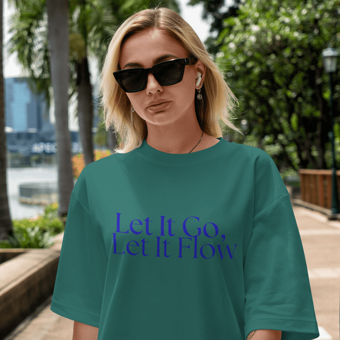 Let It Go Oversized T-Shirt - Koyu Yeşil