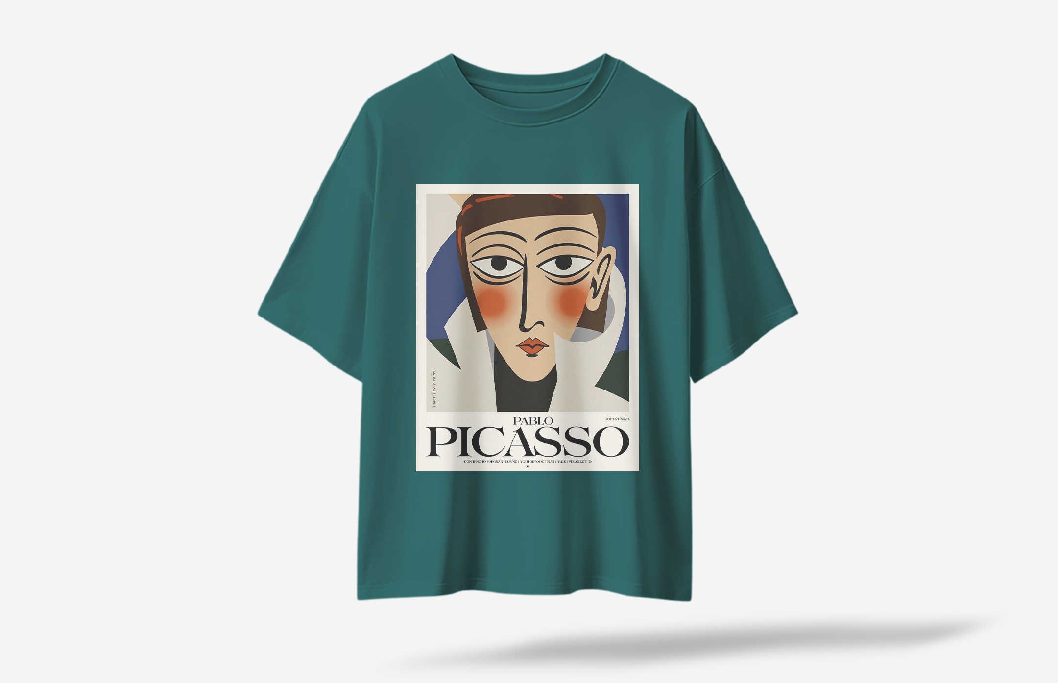 Picasso Oversized T-Shirt - Koyu Yeşil