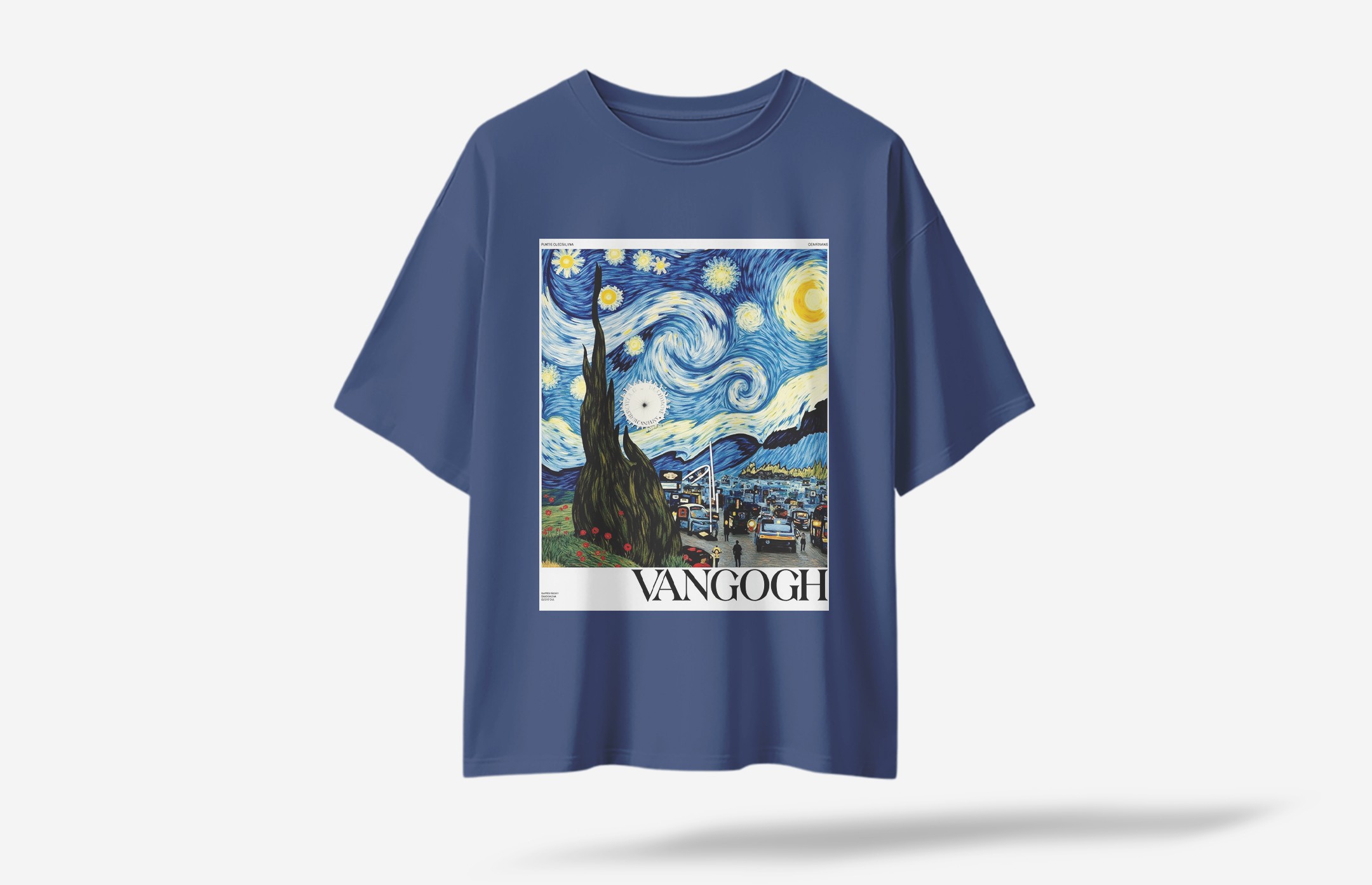 Van Gogh Oversized T-Shirt - Lacivert