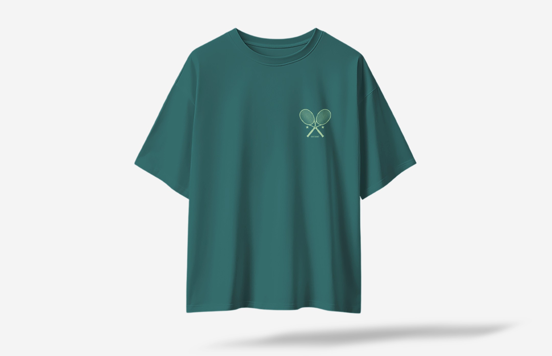 Monte Carlo Masters Minimal Ön Baskılı Oversized T-Shirt - Koyu Yeşil