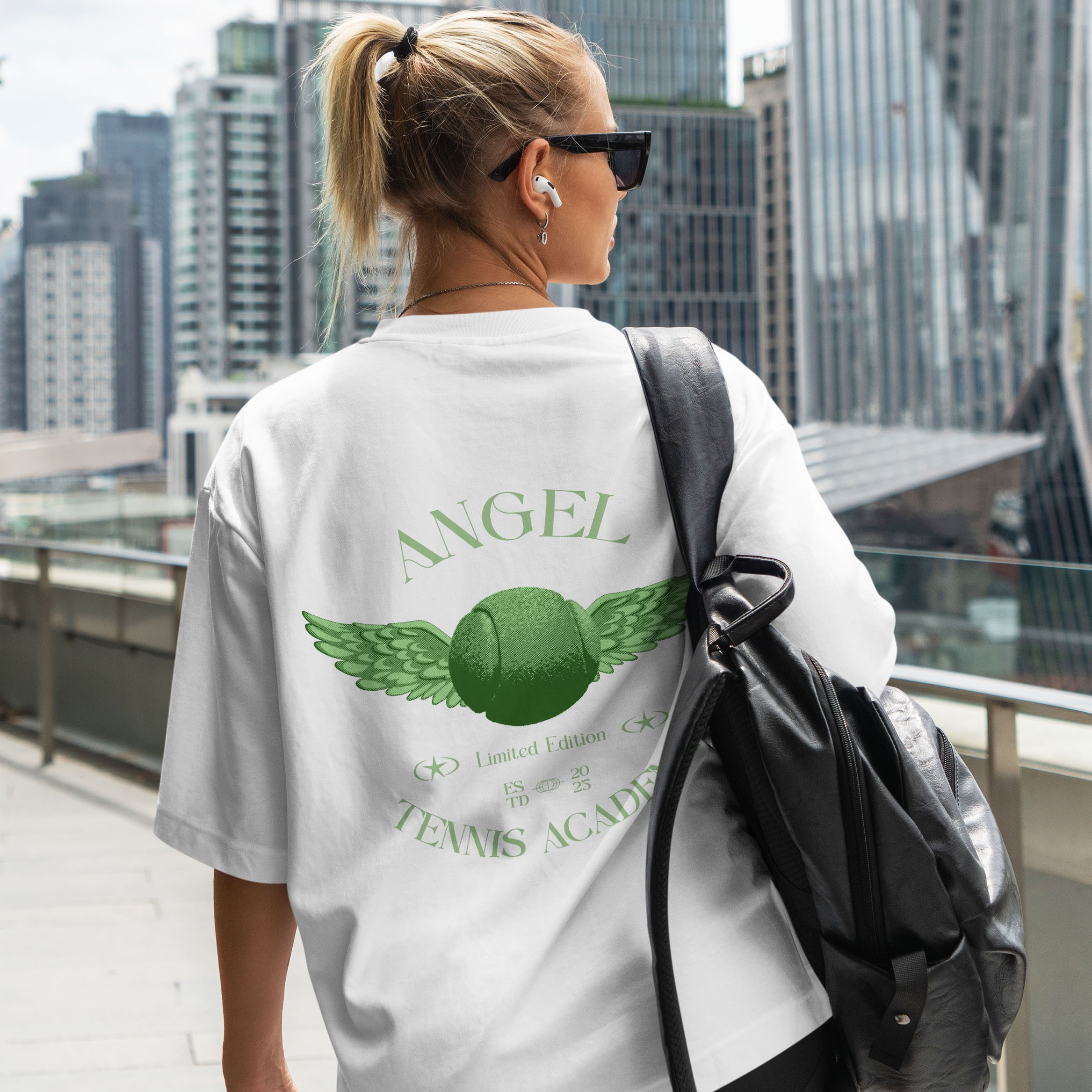 Angel Tennis Academy Sırt Baskılı Oversized T-Shirt
