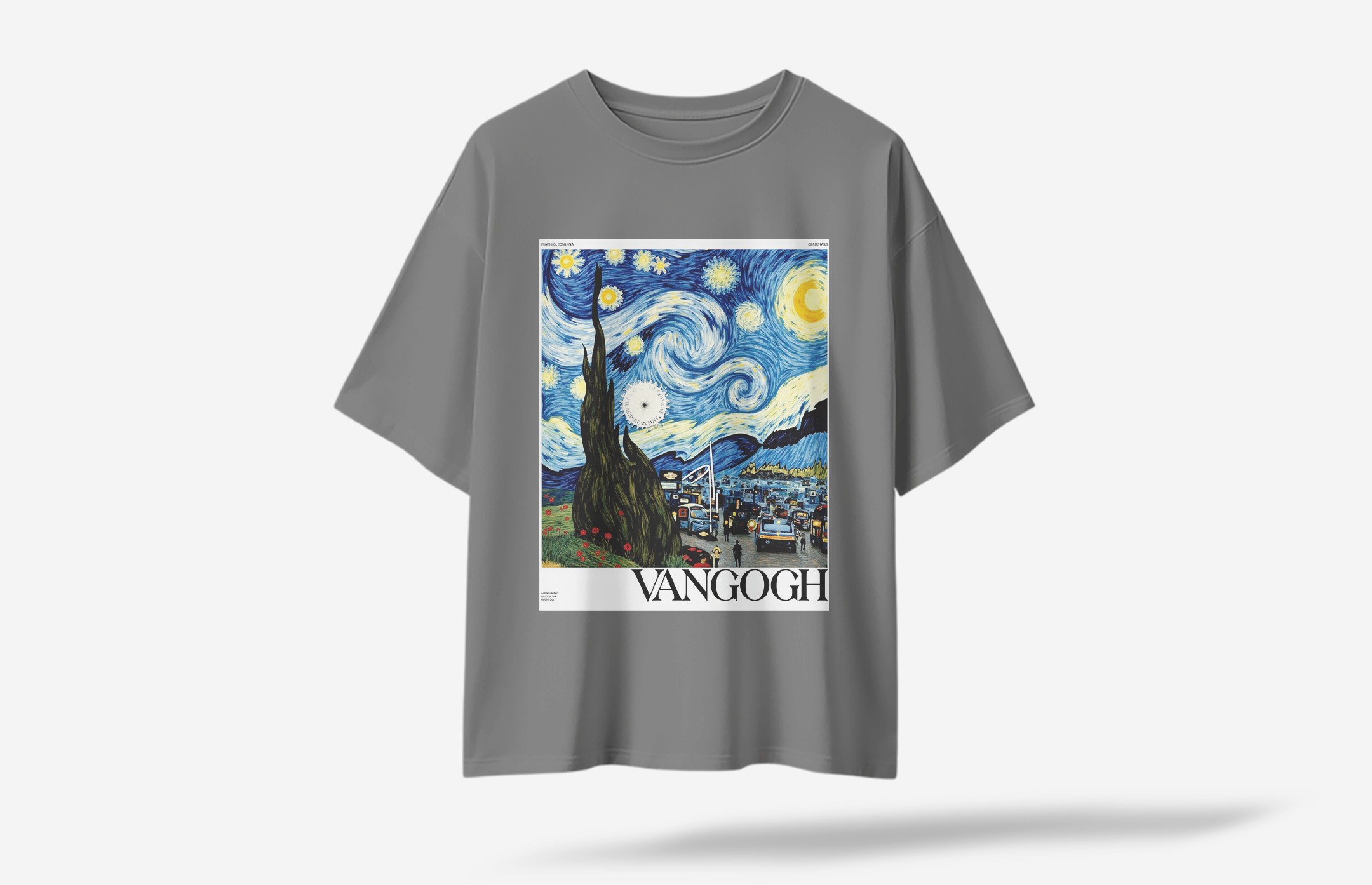 Van Gogh Oversized T-Shirt - Gri
