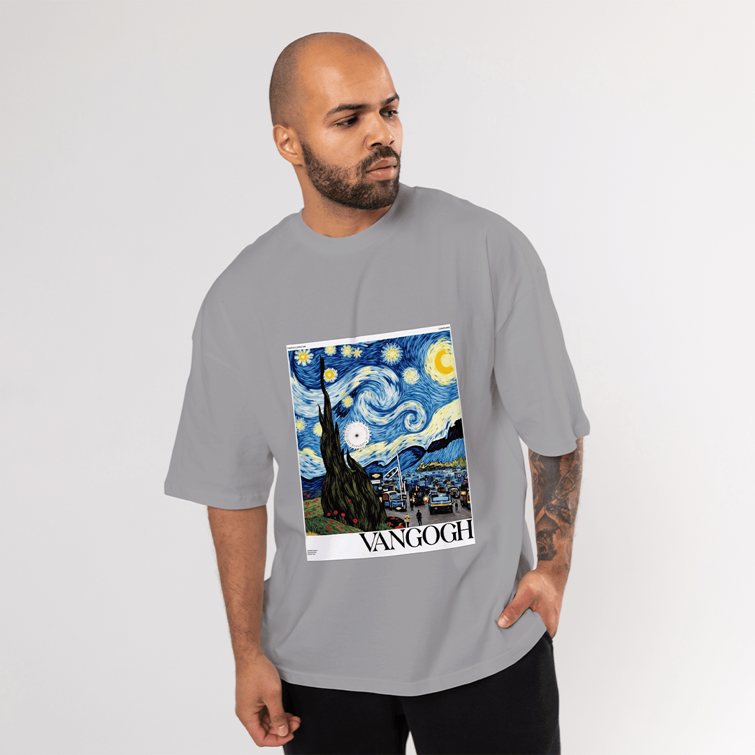 Van Gogh Oversized T-Shirt - Gri