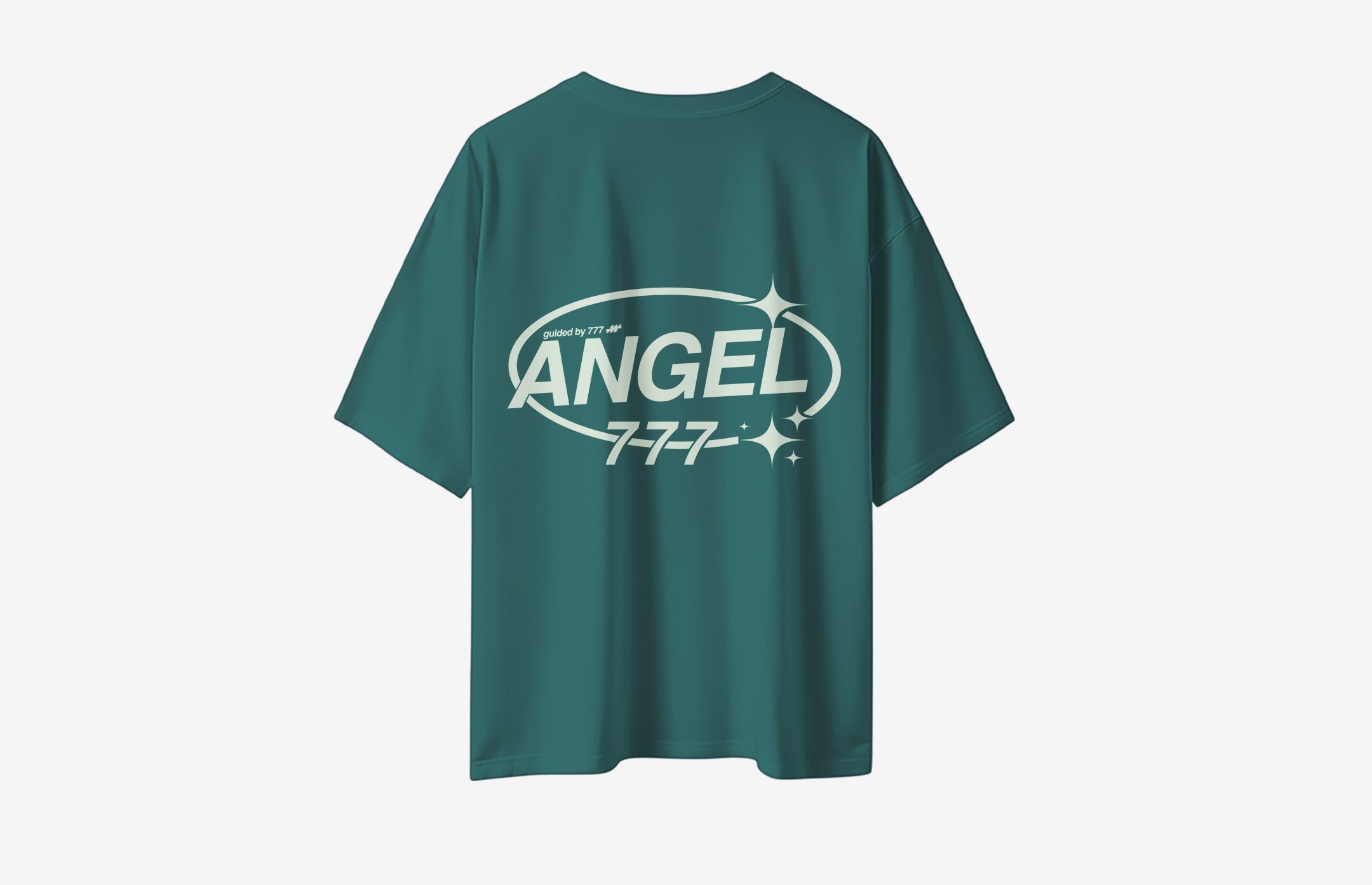 Angel Minimal Sırt Baskılı Oversized T-Shirt - Koyu Yeşil