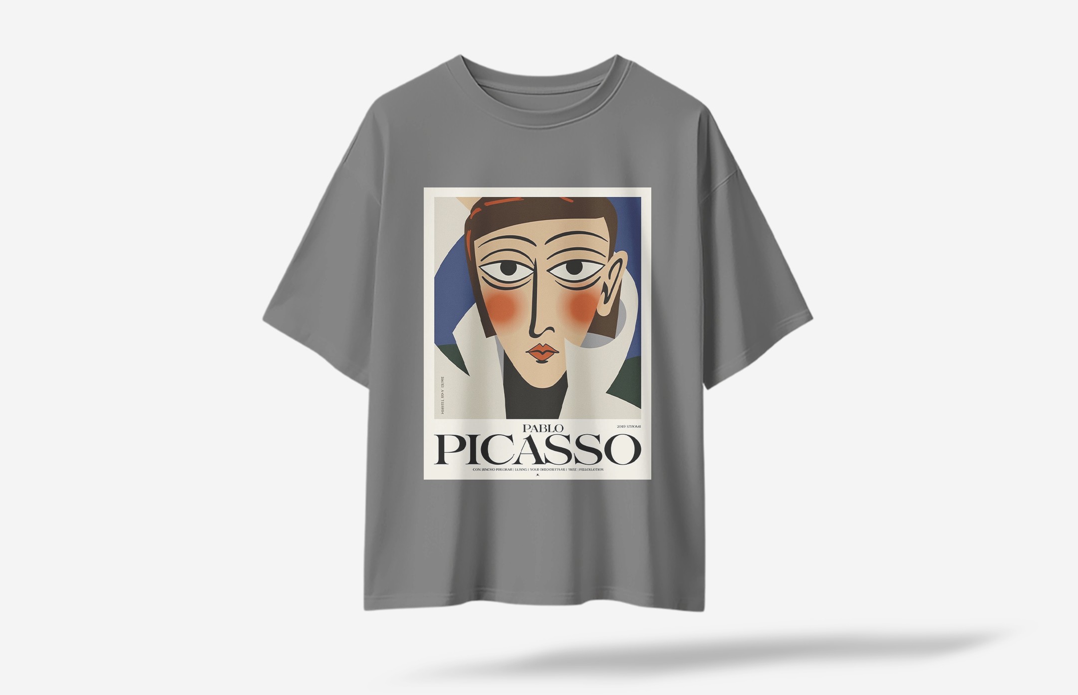 Picasso Oversized T-Shirt - Gri