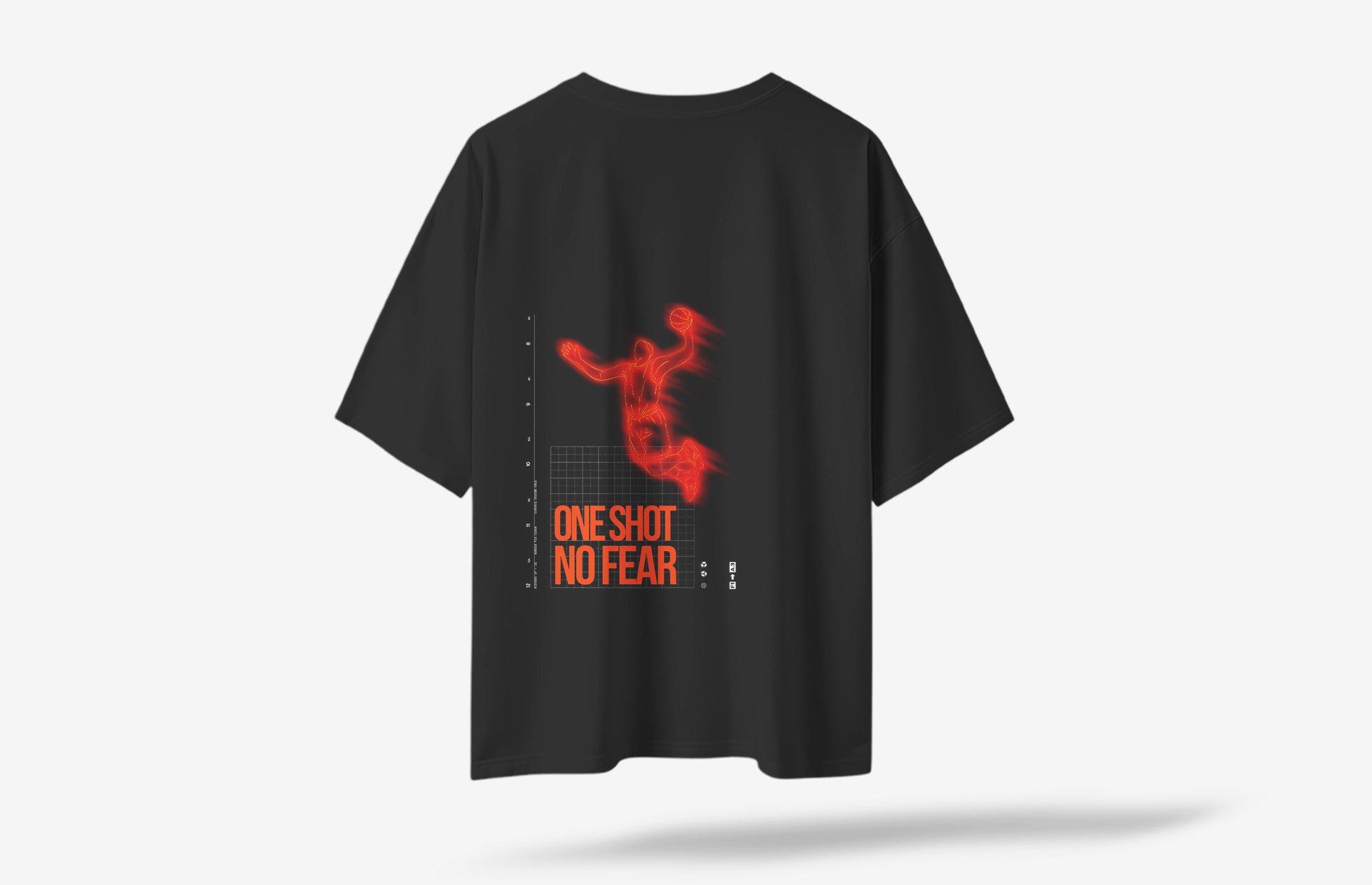 One Shot No Fear Sırt Baskılı Oversized T-Shirt - Siyah