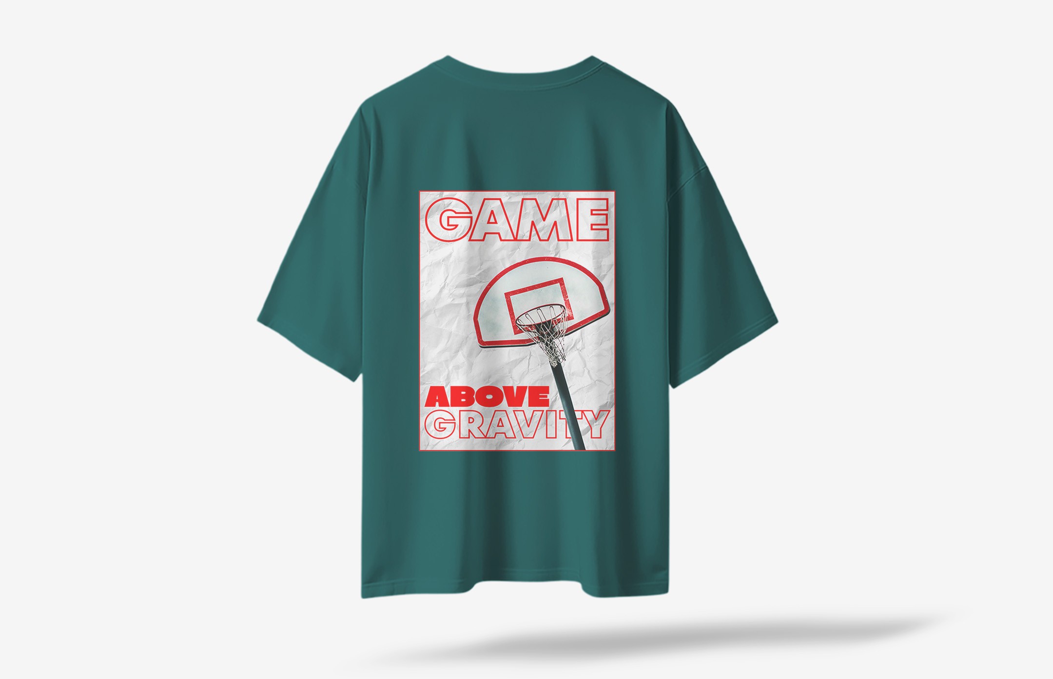 Game About Sırt Baskılı Oversized T-Shirt - Koyu Yeşil