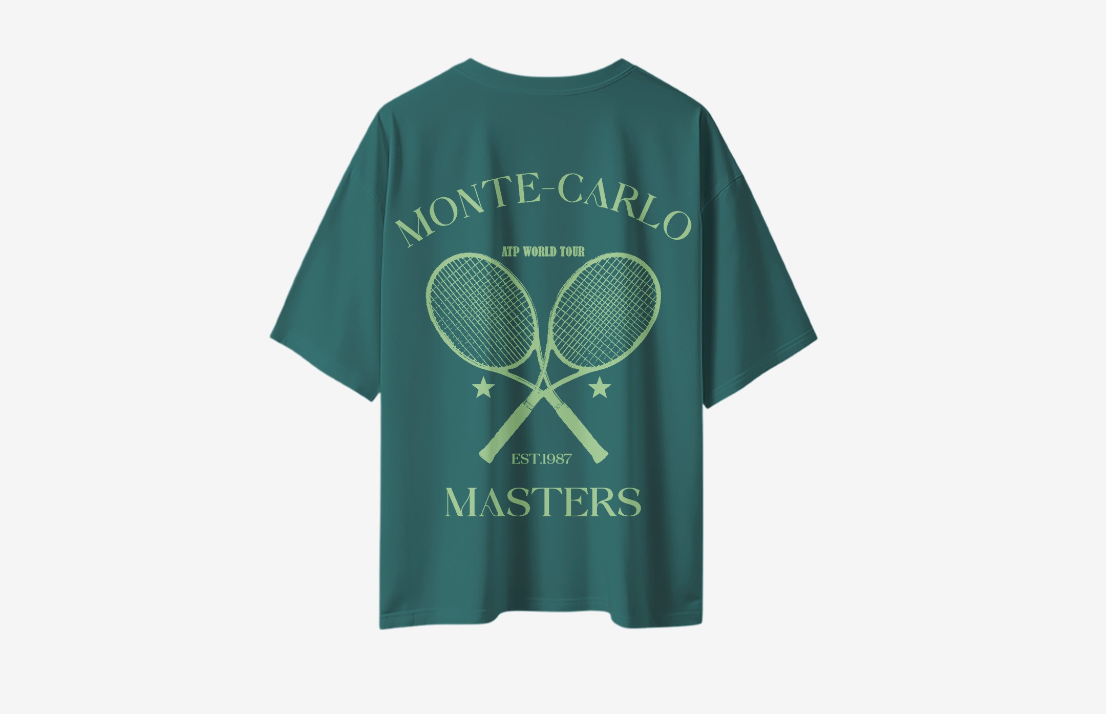 Monte Carlo Masters Sırt Baskılı Oversized T-Shirt - Koyu Yeşil