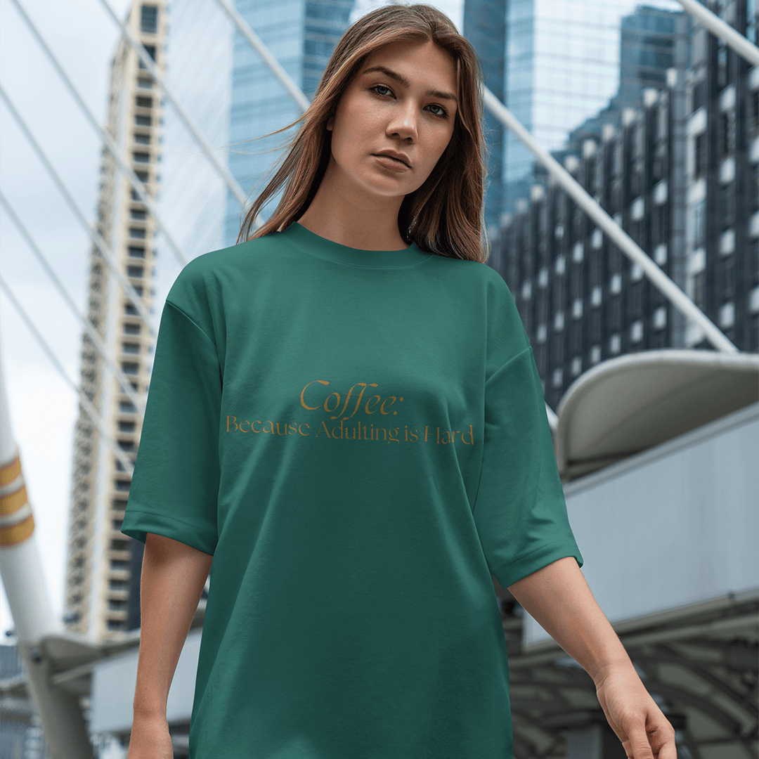 Coffee Oversized T-Shirt - Koyu Yeşil