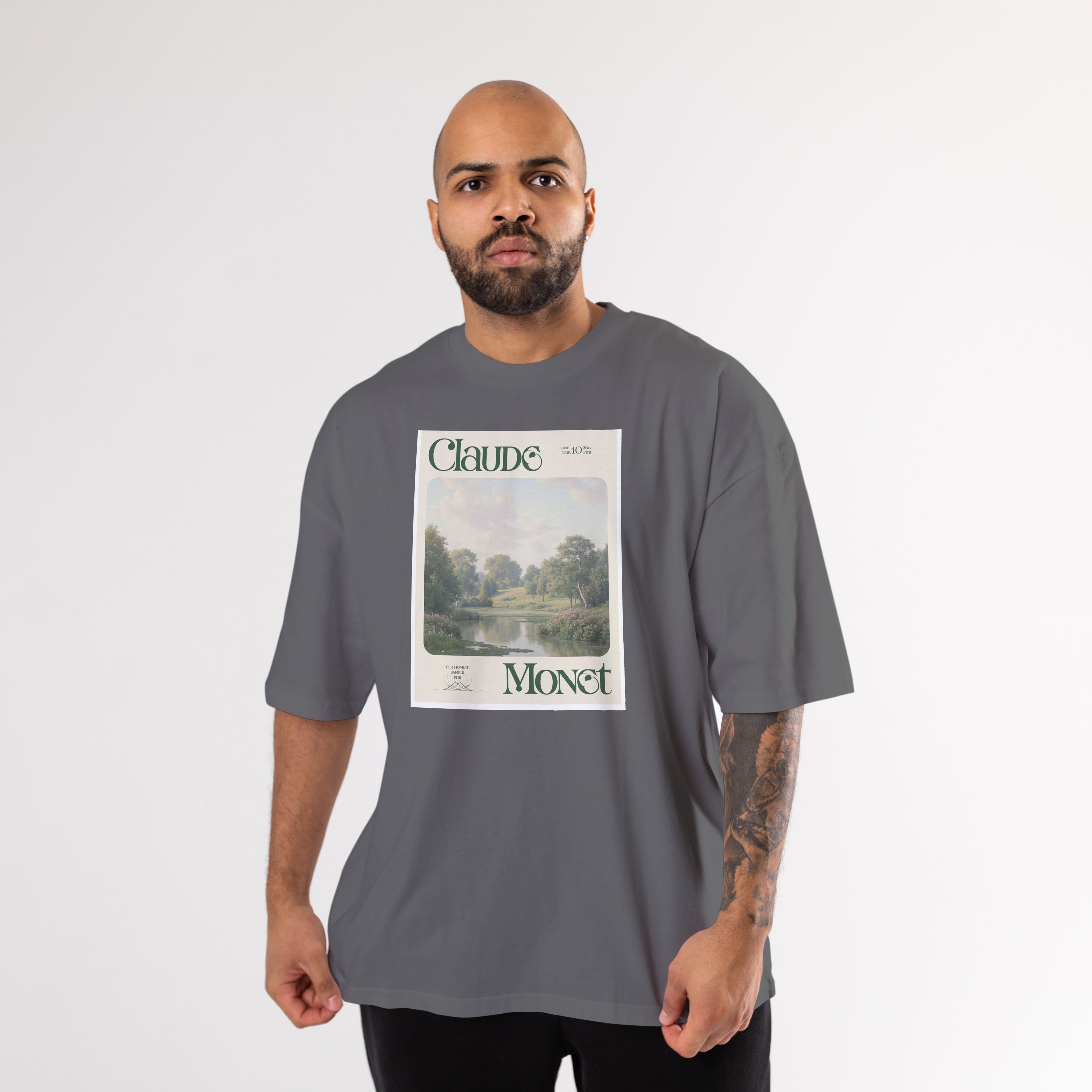 Calude Monet Oversized T-Shirt - Gri