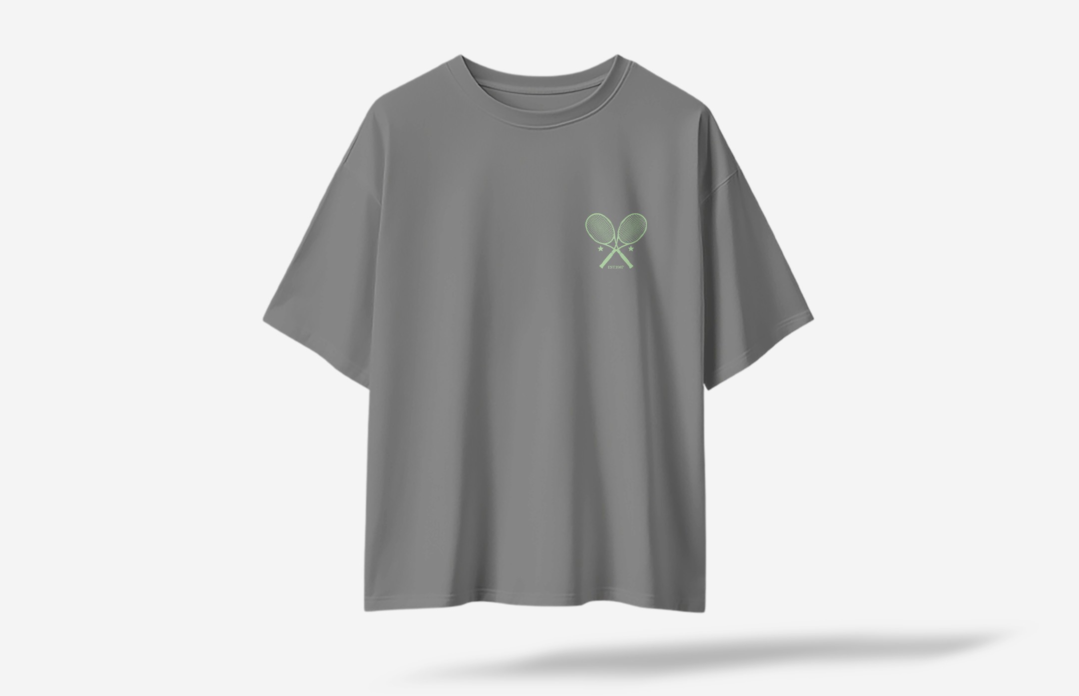 Monte Carlo Masters Minimal Ön Baskılı Oversized T-Shirt - Gri