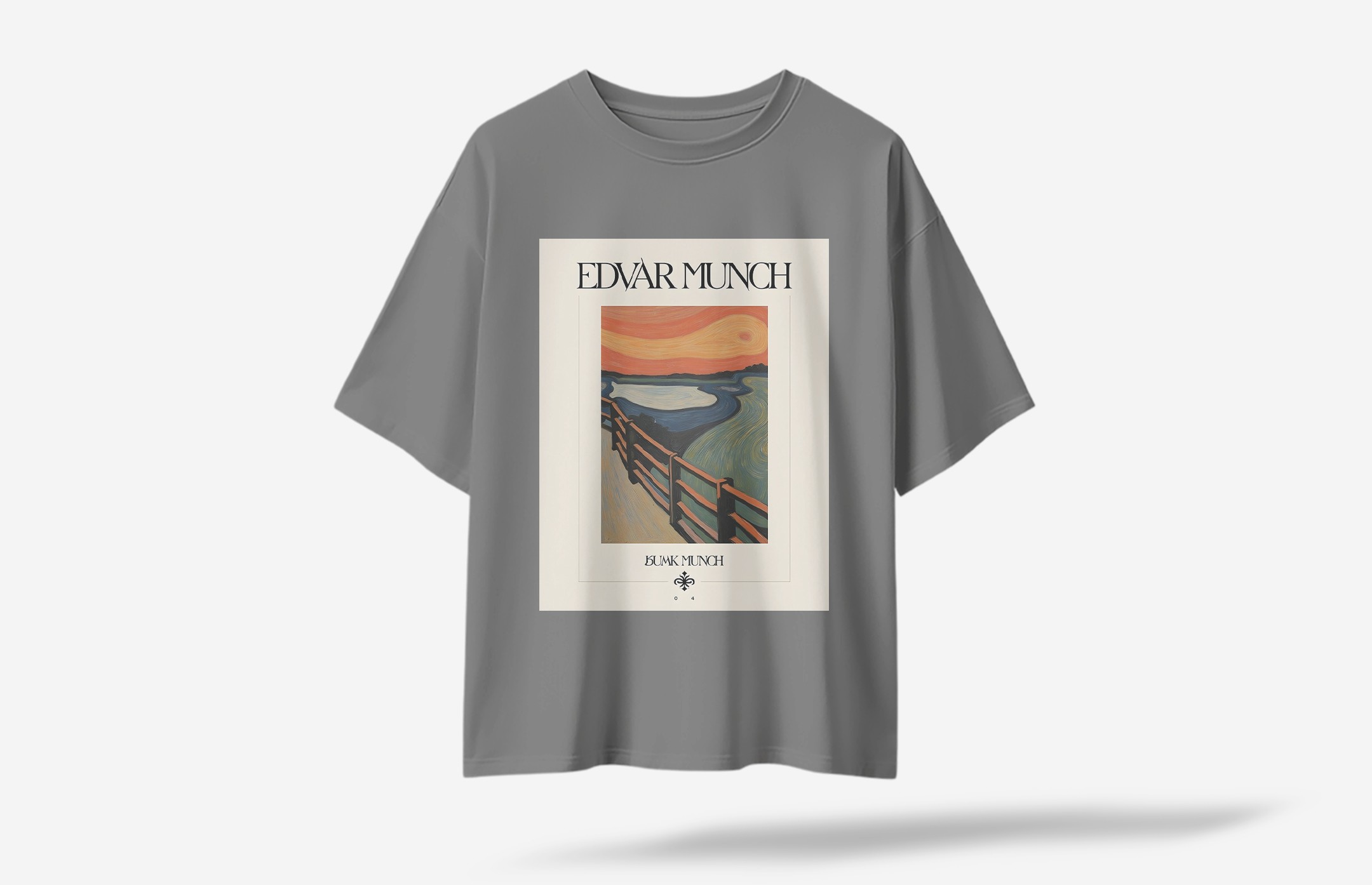 Edvard Munch Oversized T-Shirt - Gri
