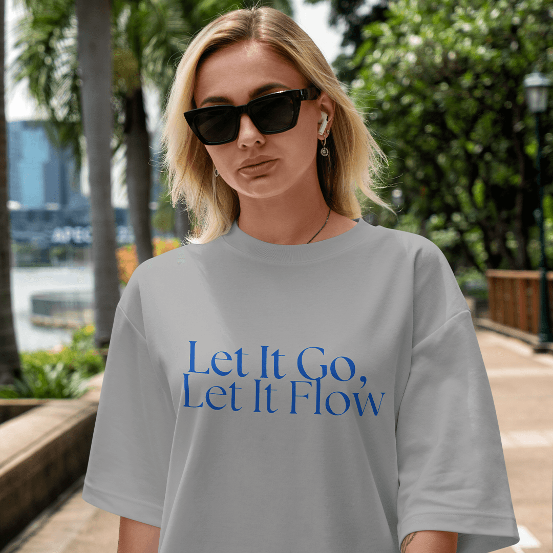 Let It Go Oversized T-Shirt - Gri