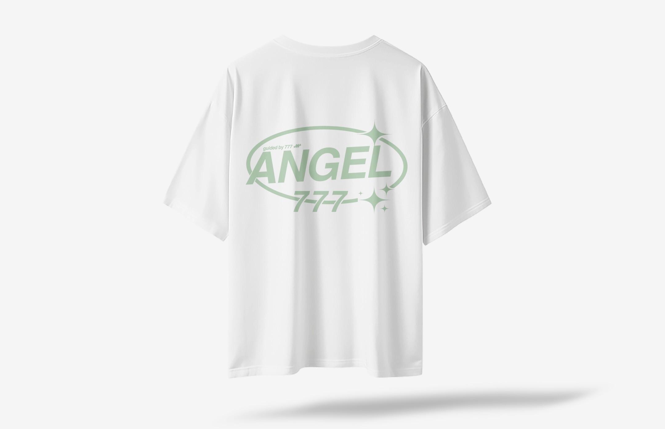 Angel Minimal Sırt Baskılı Oversized T-Shirt - Beyaz