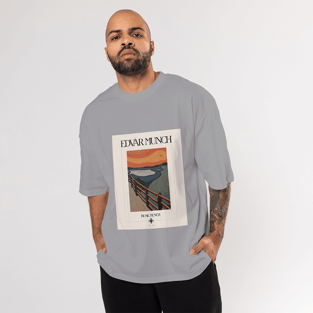 Edvard Munch Oversized T-Shirt - Gri