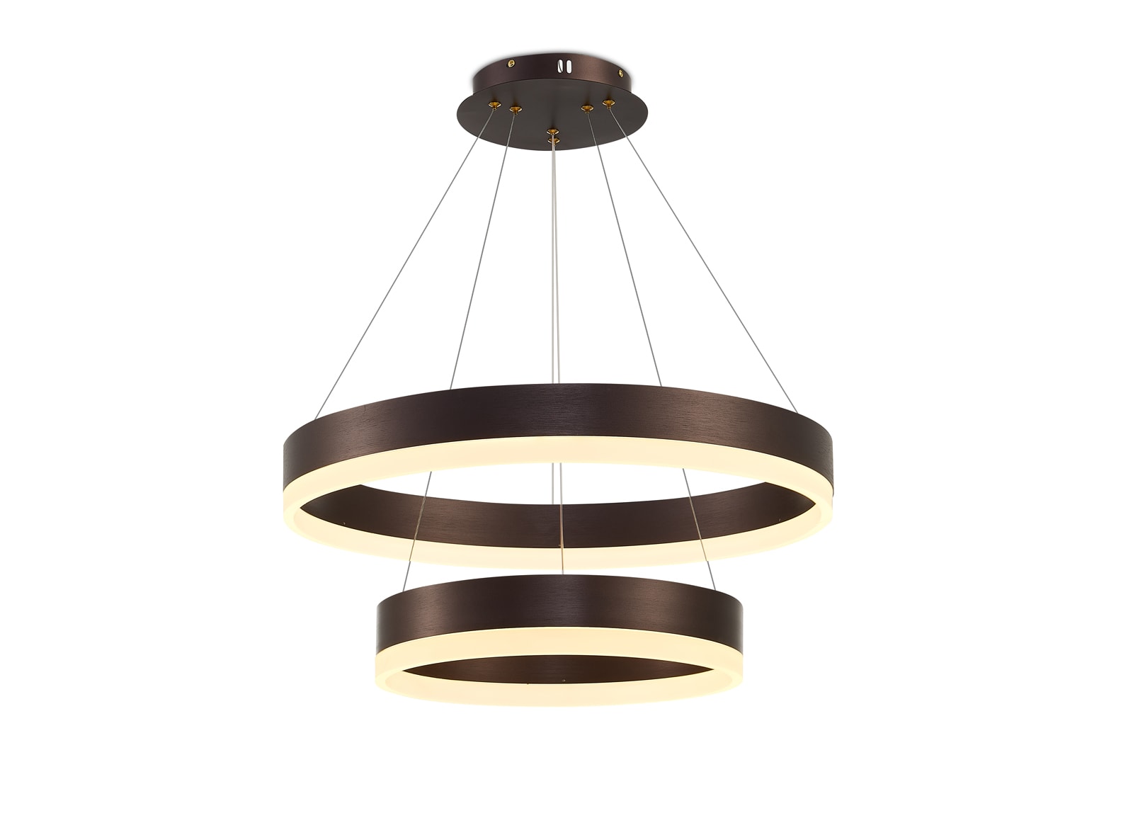 Halka Modern Led Sarkıt Avize İkili Kahve
