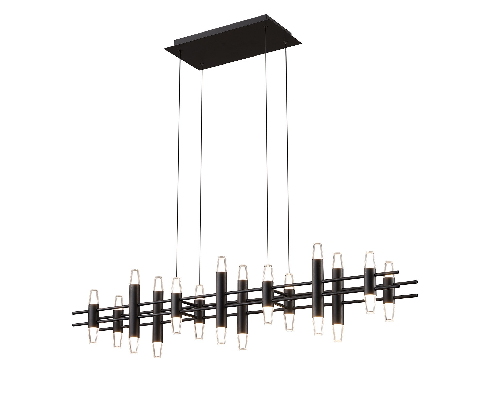 Tyla Modern LED Yemek Masası Avize 14'lü Siyah