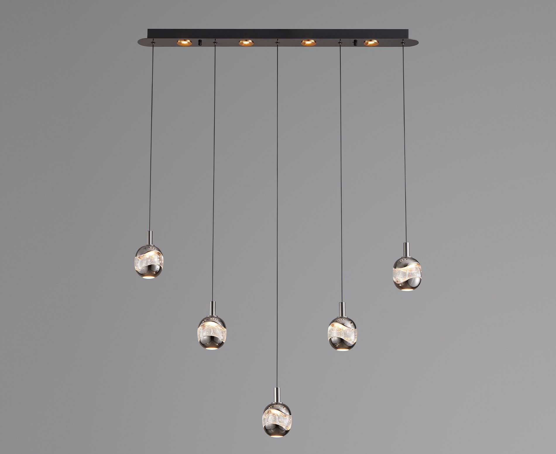 Meghan Modern LED Yemek Masası Avize 5'li Platin