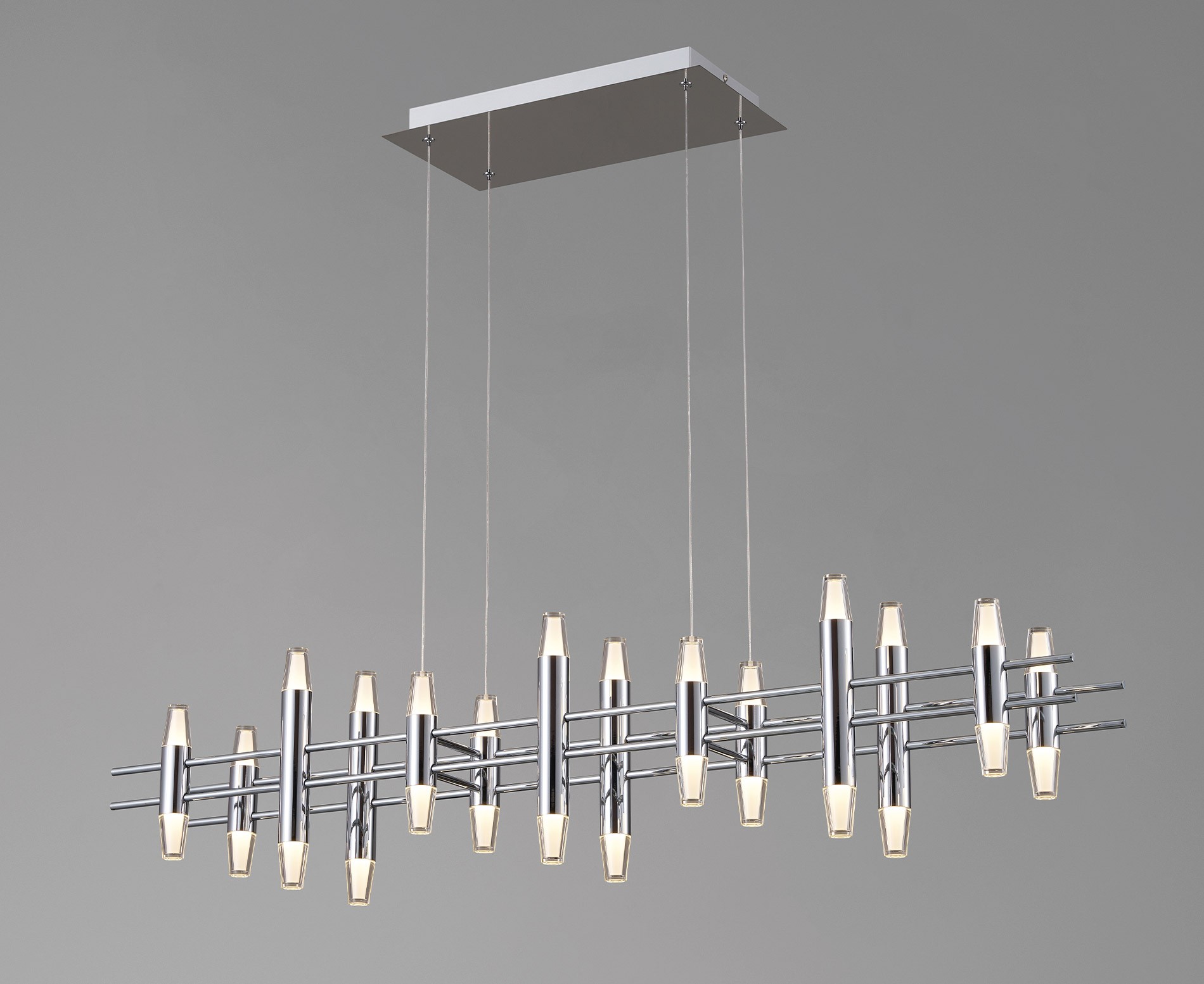 Tyla Modern LED Yemek Masası Avize 14'lü Krom
