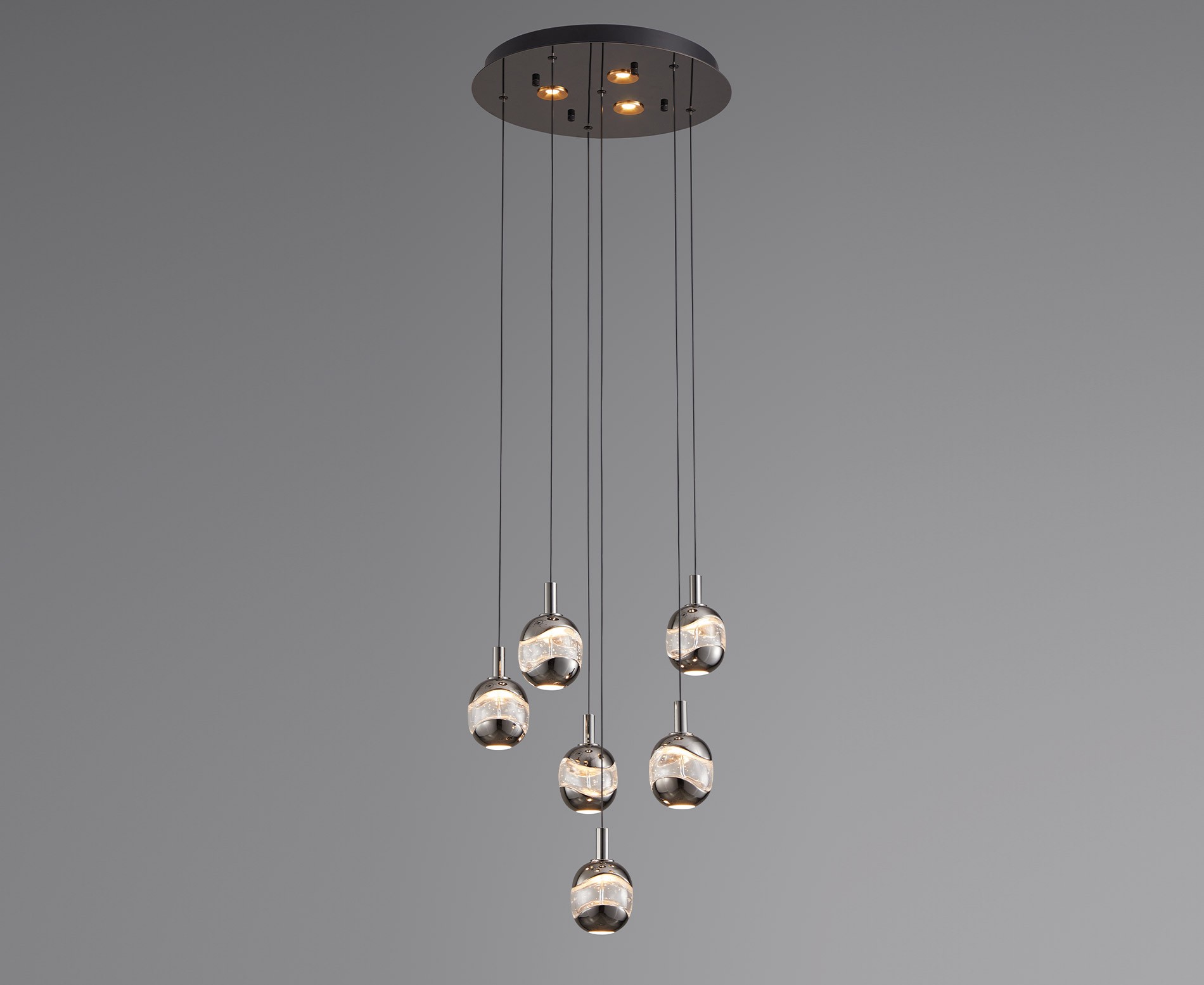 Meghan Modern LED Avize 6'lı Platin