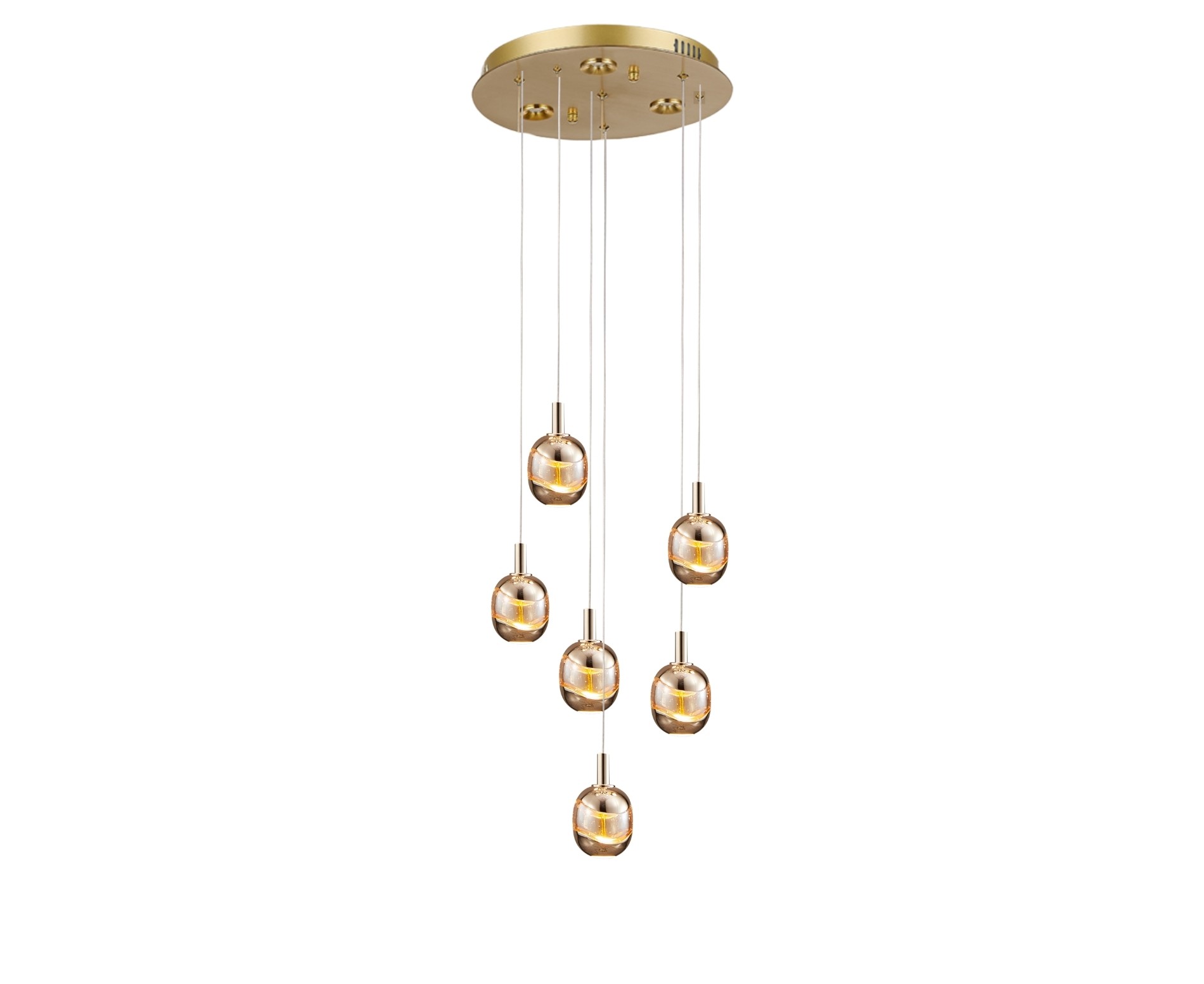 Meghan Modern LED Yemek Masası Avize 6'lı Gold