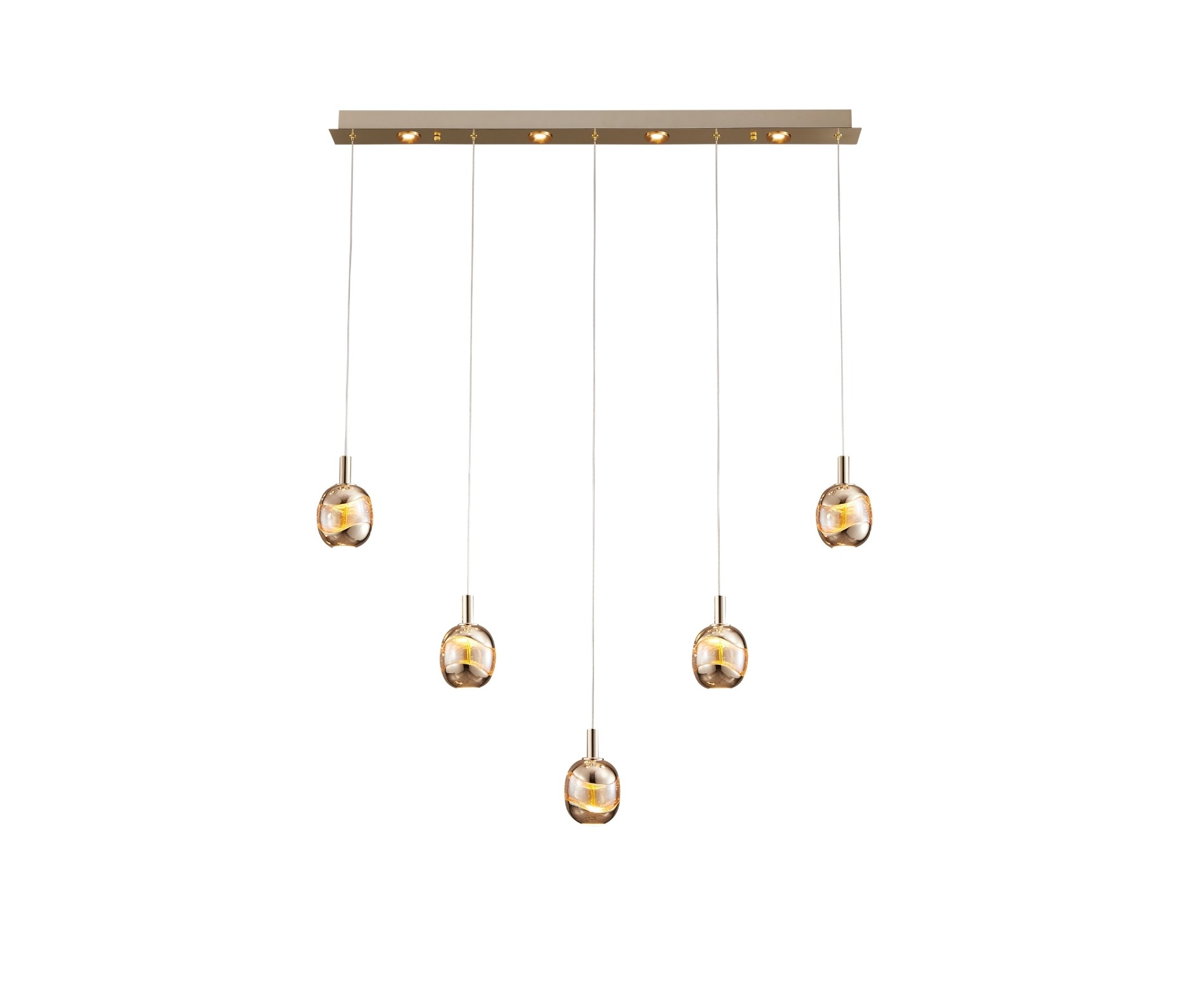Meghan Modern LED Yemek Masası Avize 5'li Gold