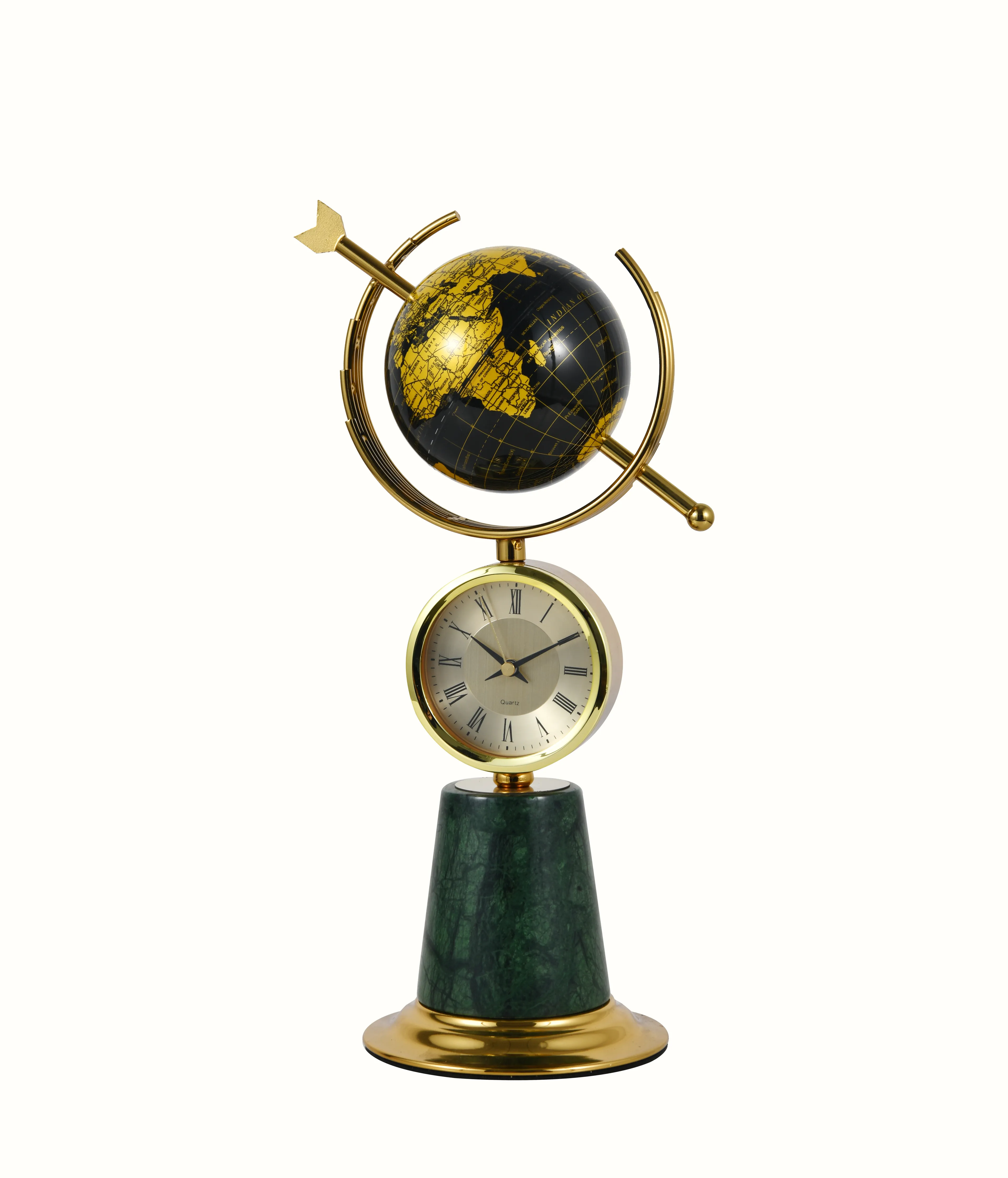 Sphere Dünya Küre Yeşil Mermer Masa Saati