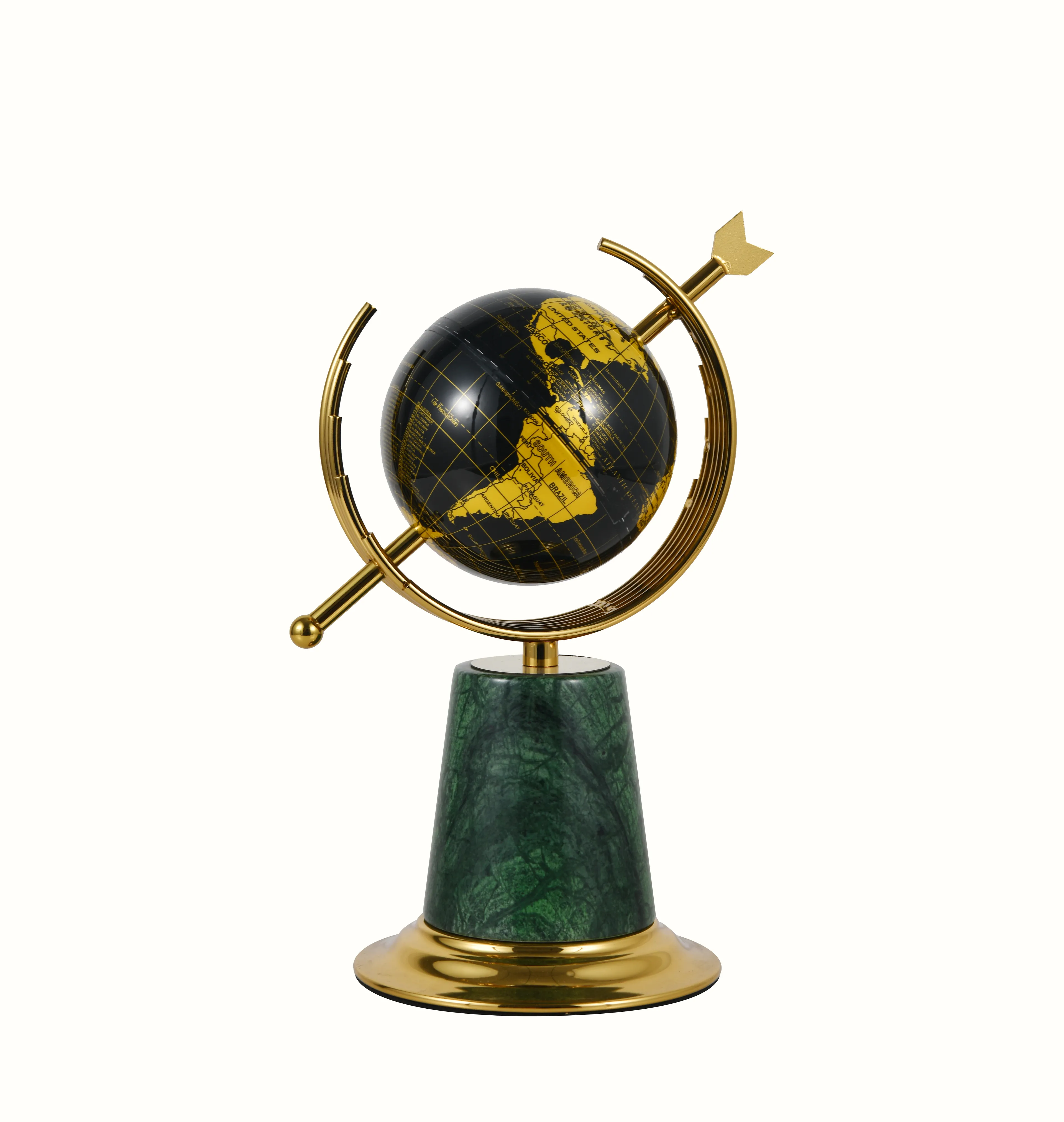 Sphere Dünya Küre Yeşil Mermer Dekoratif Obje