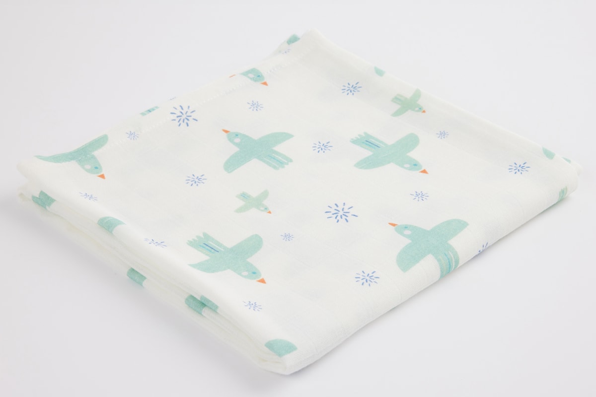 70 x 70 Müslin Örtü  - Green Birds