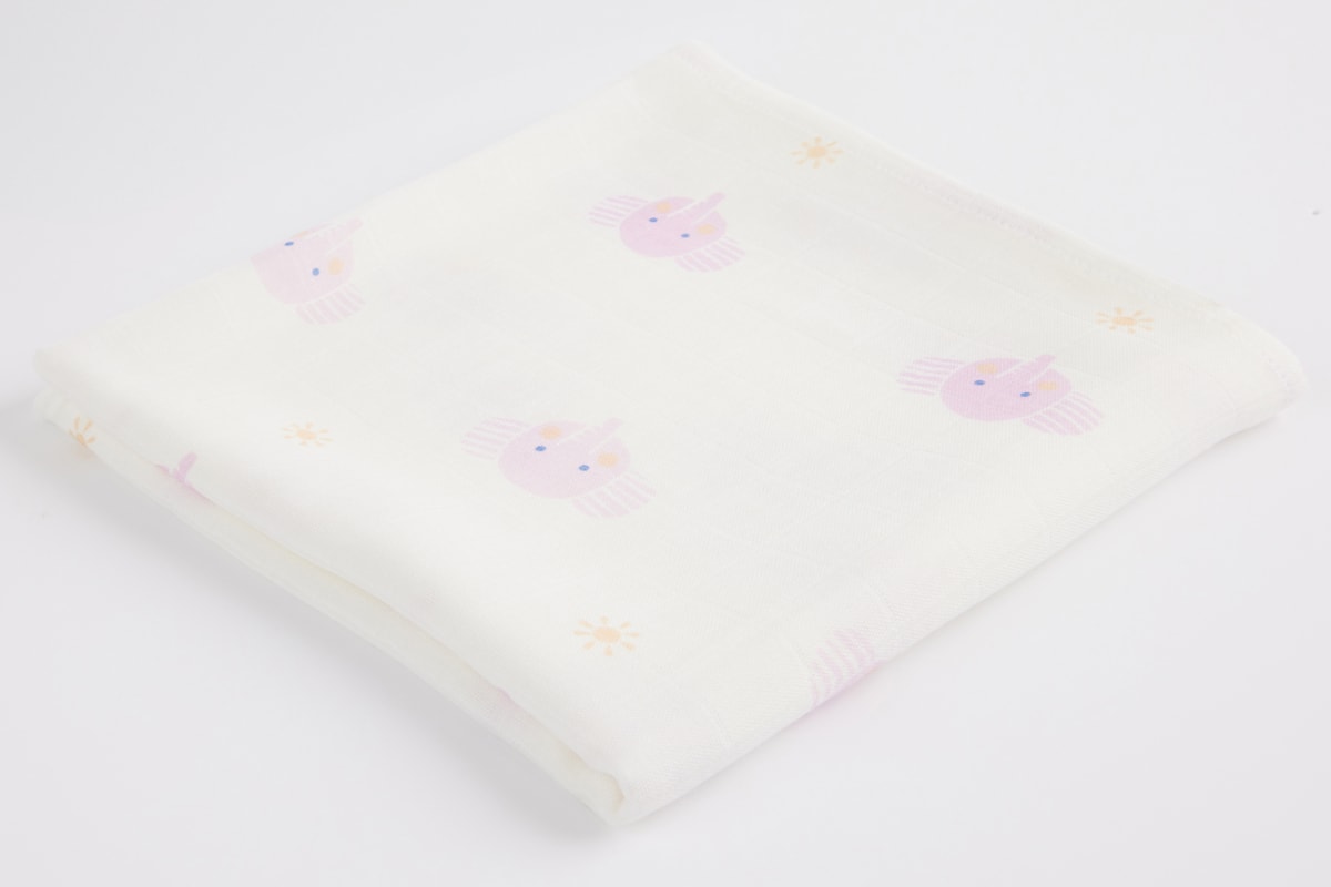 70 x 70 Müslin Örtü  - Pink Elephant