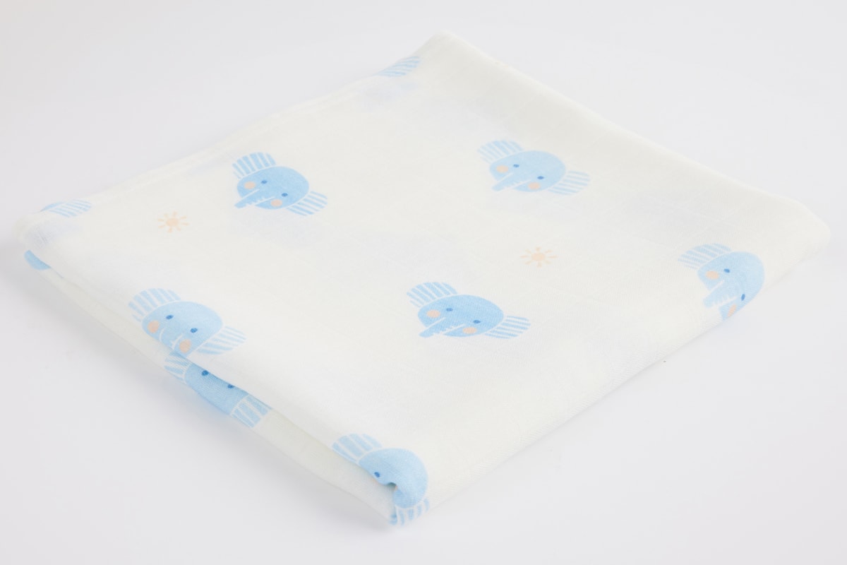 70 x 70 Müslin Örtü  - Minca Blue Elephant