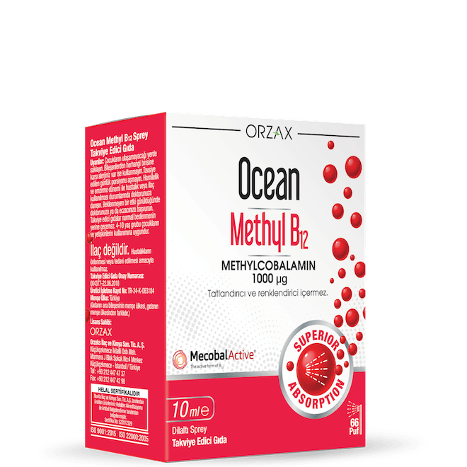 Orzax Ocean Metil B12 Dilaltı Sprey 1000 mcg