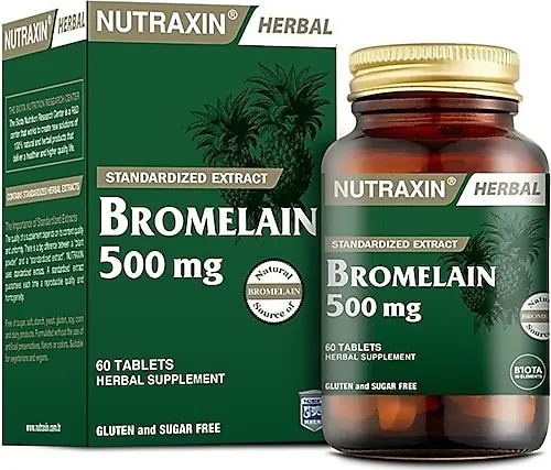 Nutraxin Bromelain 500 mg Enzim Takviyesi 60 Tablet kutu ve ambalaj