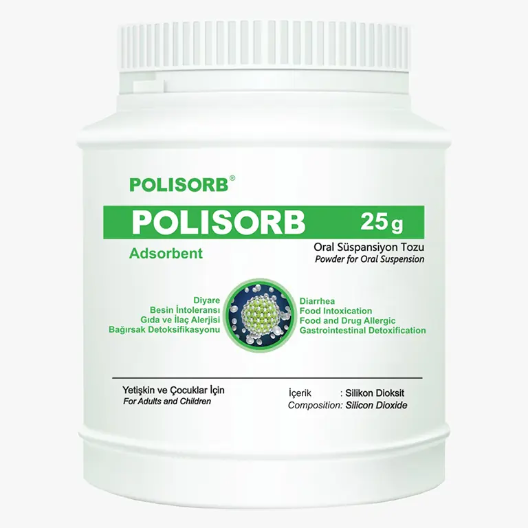 Polisorb Mineral Bazlı Gastrointestinal Detoksifiyer Toz 25 g kutu ve ambalaj