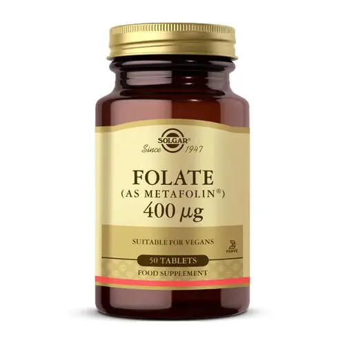 Solgar Folate (As Metafolin) 400 mcg Tablet Folat Takviyesi 50 Tablet kutu ve ambalaj