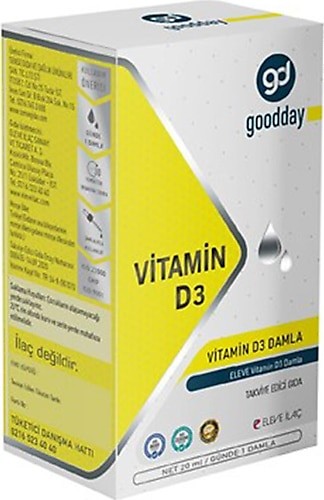 GOODDAY VİTAMİN D3 ORAL DAMLA, D3 VİTAMİNİ İÇEREN TAKVİYE EDİCİ GIDA 20ML ŞİŞE