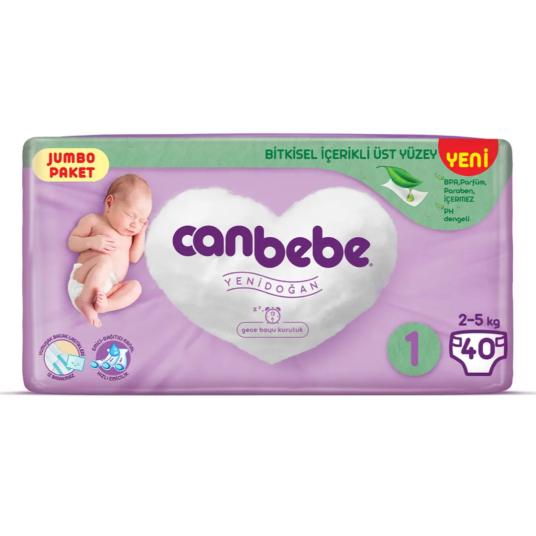 Canbebe Jumbo Yenidoğan Bebek Bezi 0-3 kg 40 Adet ürün görseli