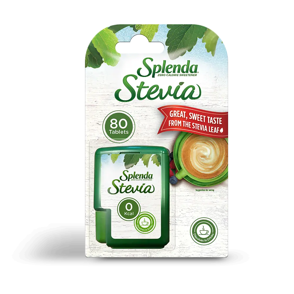 Splenda Stevia Tablet Plastik Tetikleyici Ambalaj 80 Tablet kutu ve ambalaj