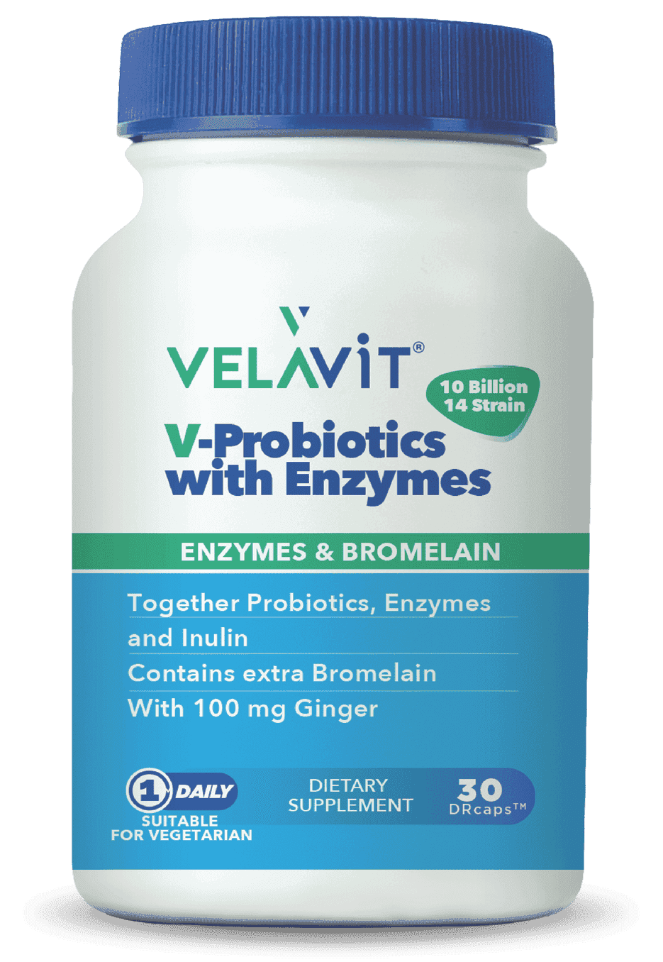 Velavit V-Probiotics Enzim İnülin Zencefil İçeren Probiyotik 30 Kapsül