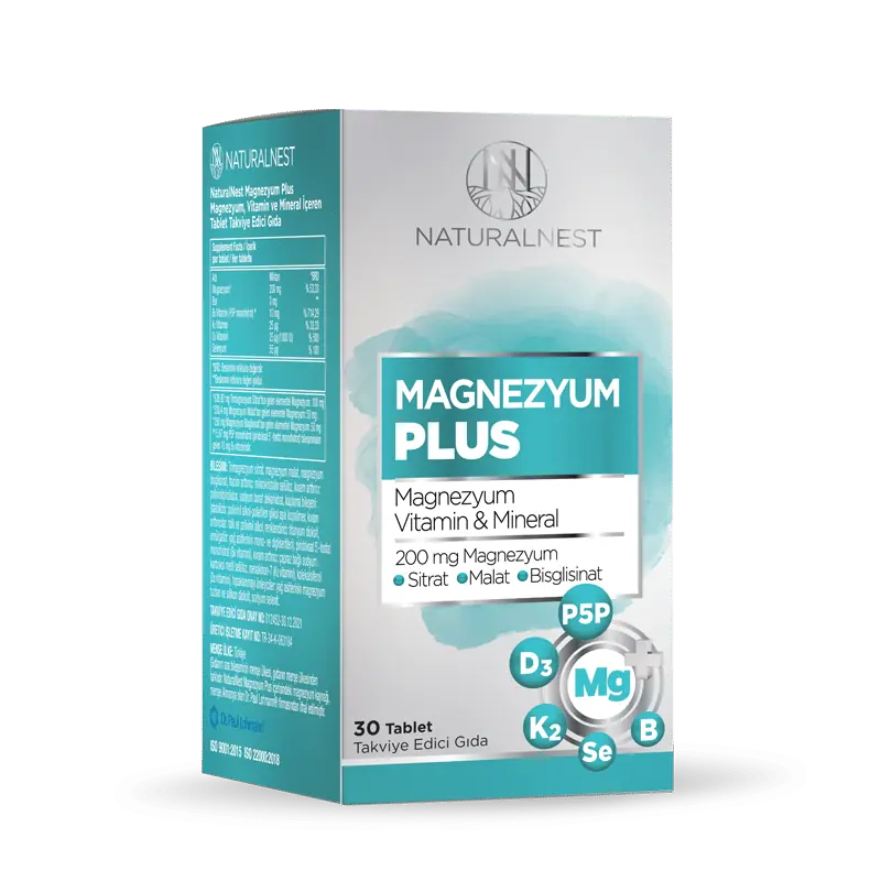 NaturalNest Magnezyum Plus 30 Tablet kutu ve ambalaj
