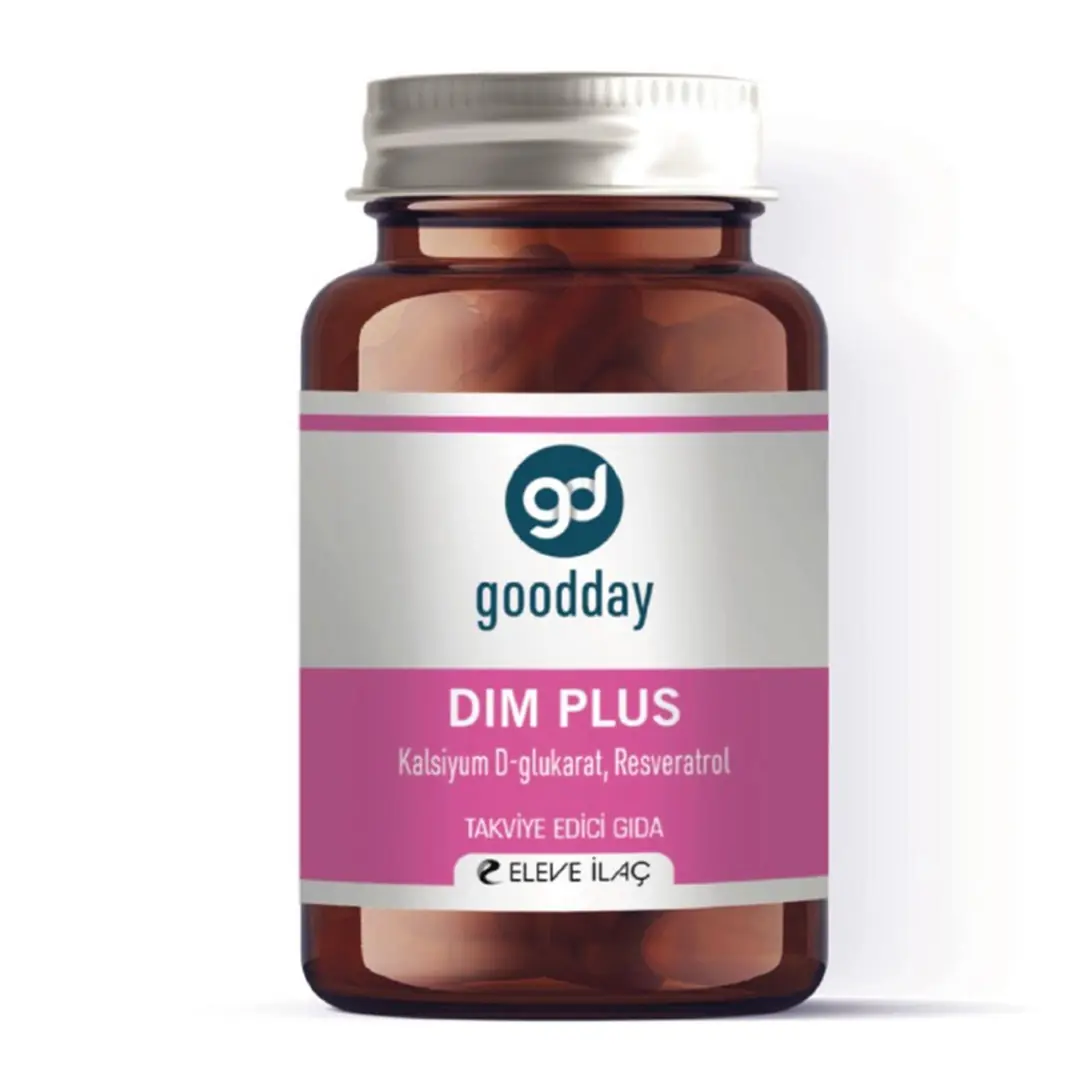 GoodDay Exclusive DIM Plus Tablet Kalsiyum D-Glukarat ve Resveratrol 60 Tablet kutu ve ambalaj