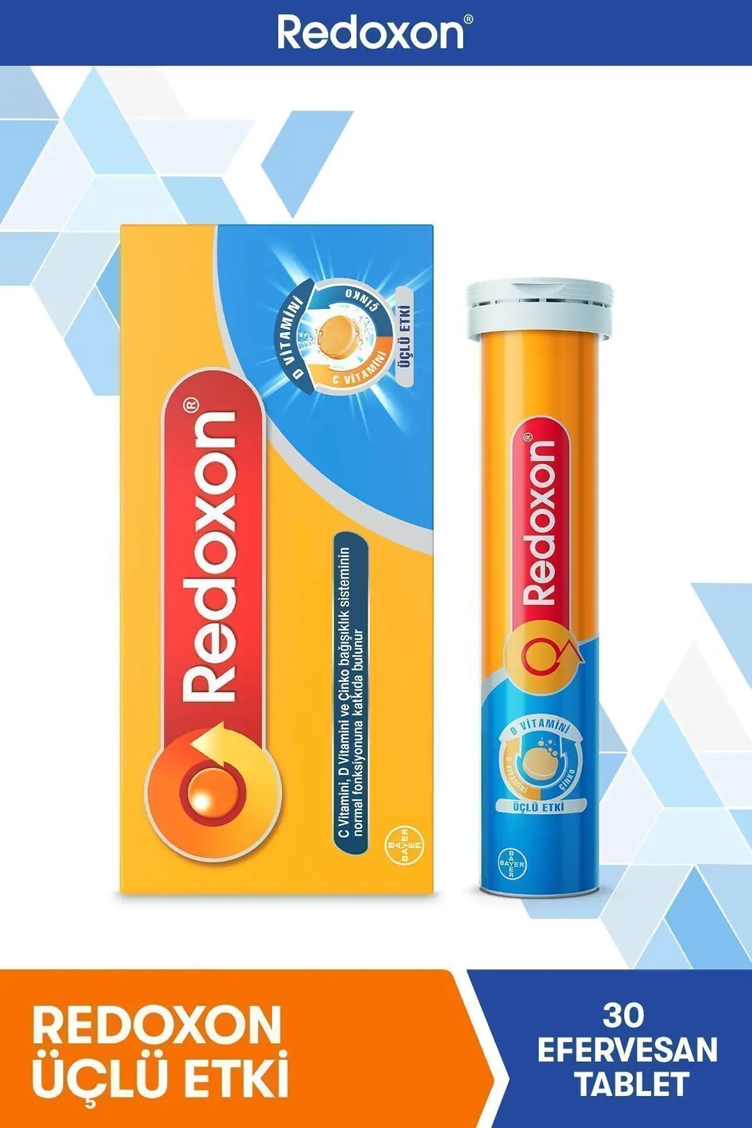 Redoxon Efervesan Tablet C Vitamini D Vitamini Çinko Takviyesi 30 Tablet