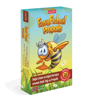 Easyvit EasyFishoil Propolis Balık Yağı Çiğnenebilir Jel Limon ve Portakal 30 Adet