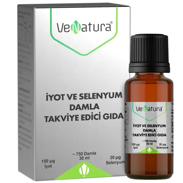 Venatura İyot Selenyum Damla 30 ml kutu ve ambalaj