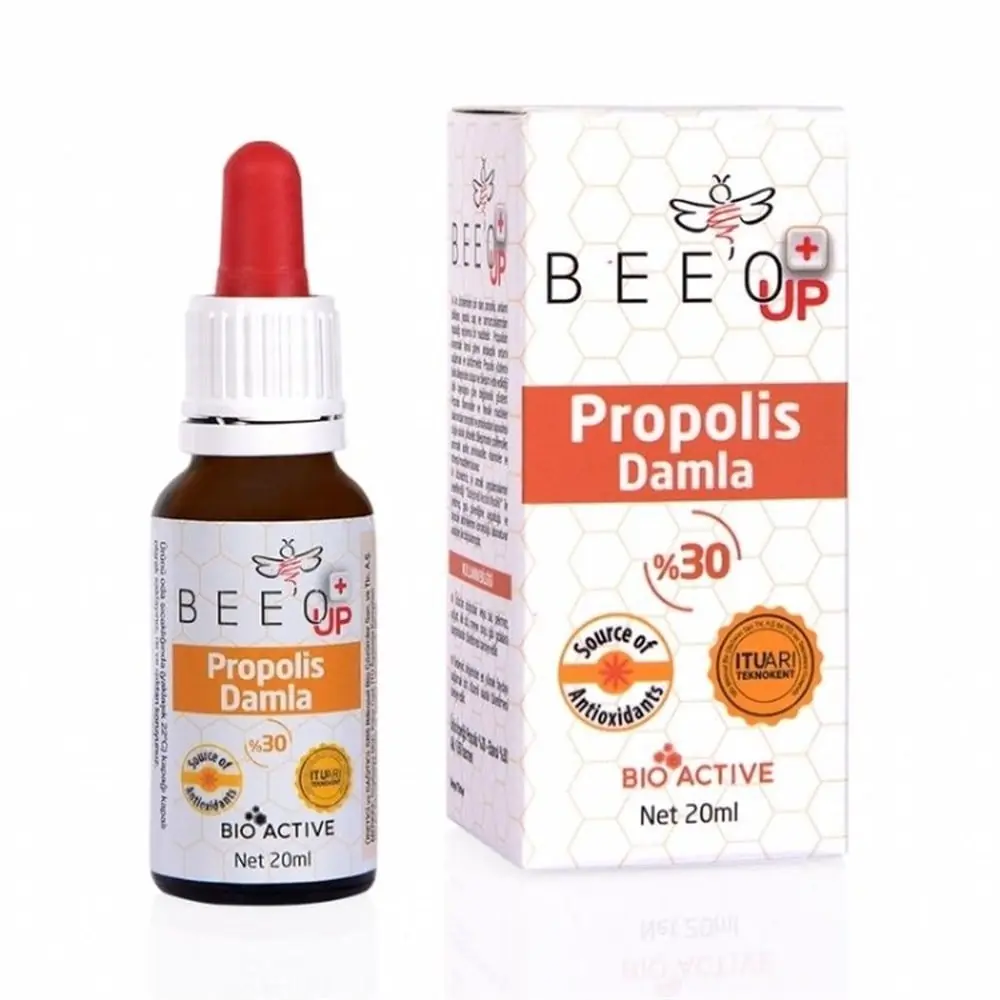 Bee'o Up Propolis Oral Damla Saf Propolis Takviyesi 20 ml kutu ve ambalaj