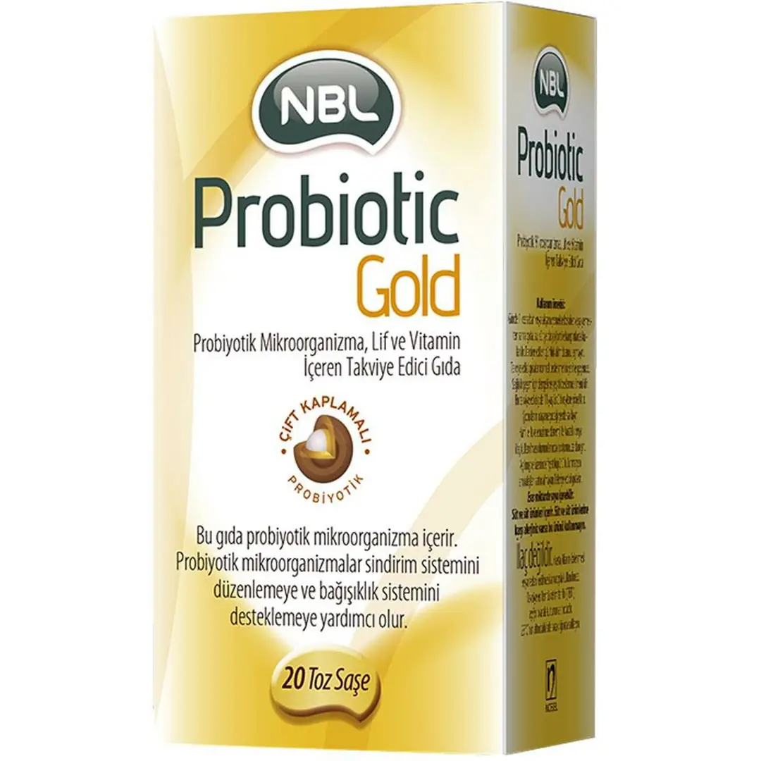 NBL Probiotic Gold Probiyotik Lif Vitamin Takviyesi 20 Poşet kutu ve ambalaj