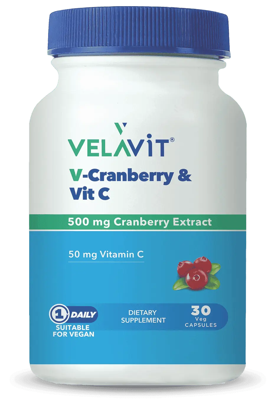 Velavit Cranberry C Vitamini Turna Yemişi Takviyesi 30 Kapsül kutu ve ambalaj