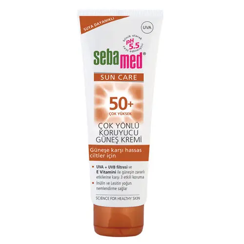 Sebamed Sun Care Çok Yönlü Güneş Kremi SPF50 50 ml doku ve uygulama görseli
