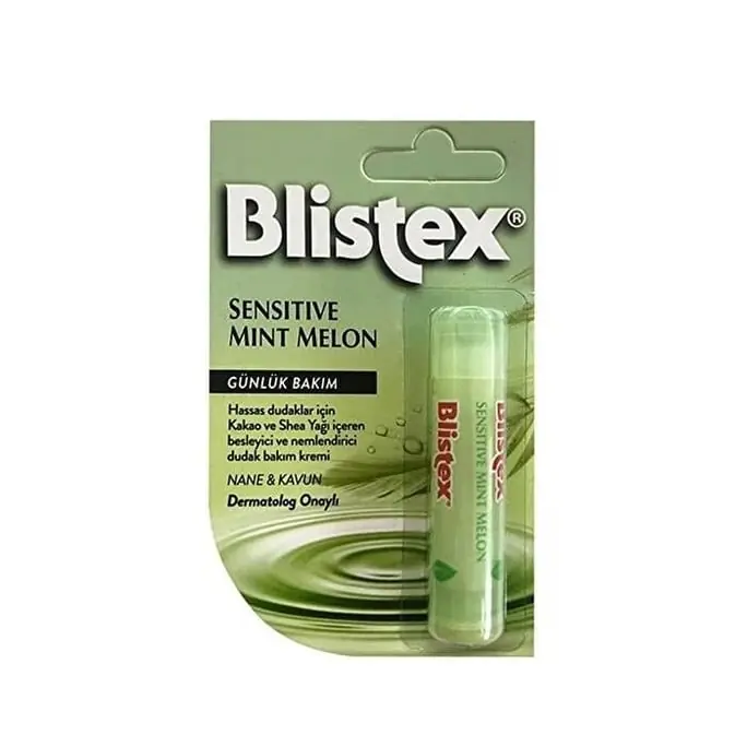 Blistex Lip Sensitive Mint Melon Dudak Bakım kutu ve ambalaj