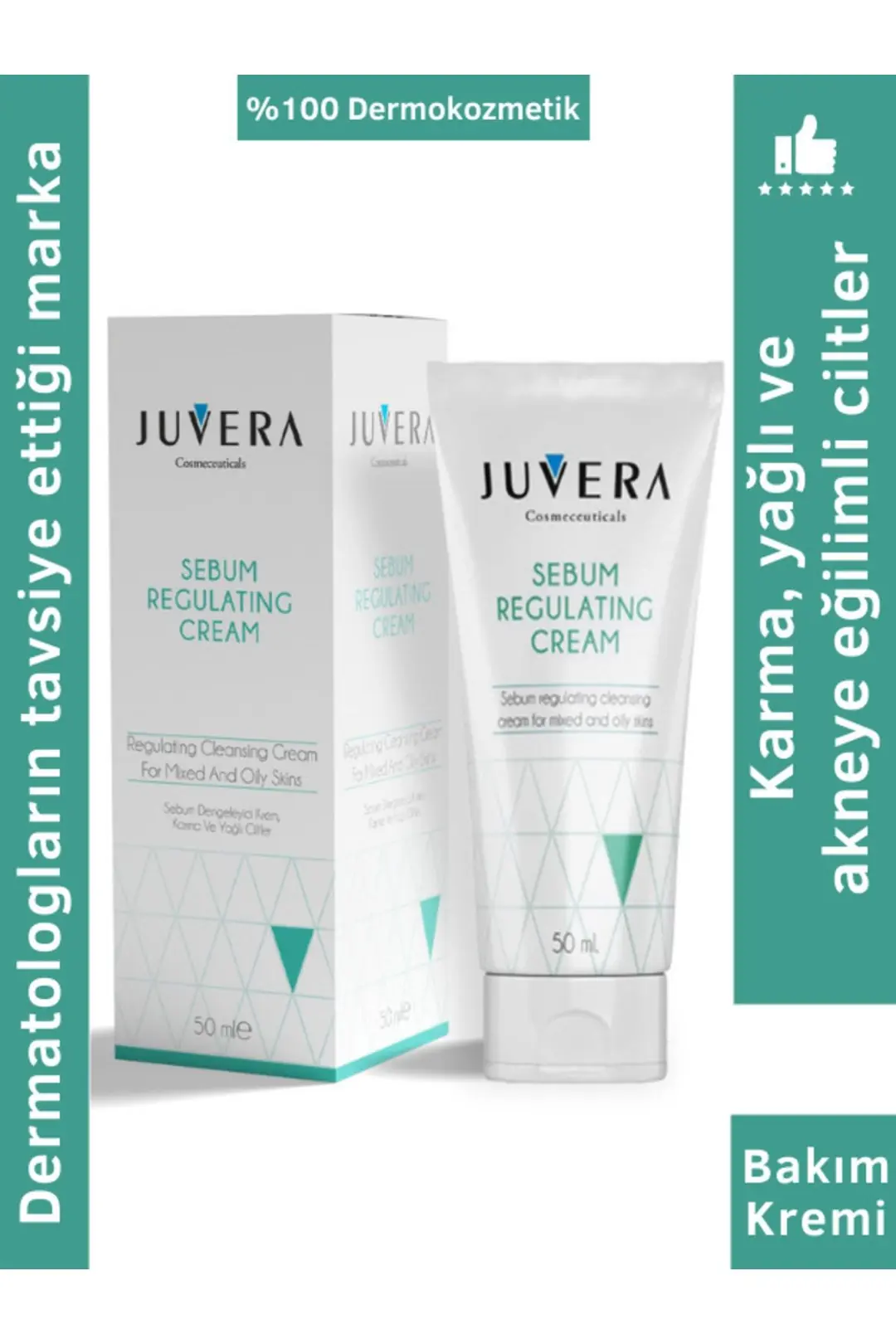 Juvera Sebum Regulating Cream Yağ Dengeleyici Nemlendirici Krem 50 ml ürün ambalajı